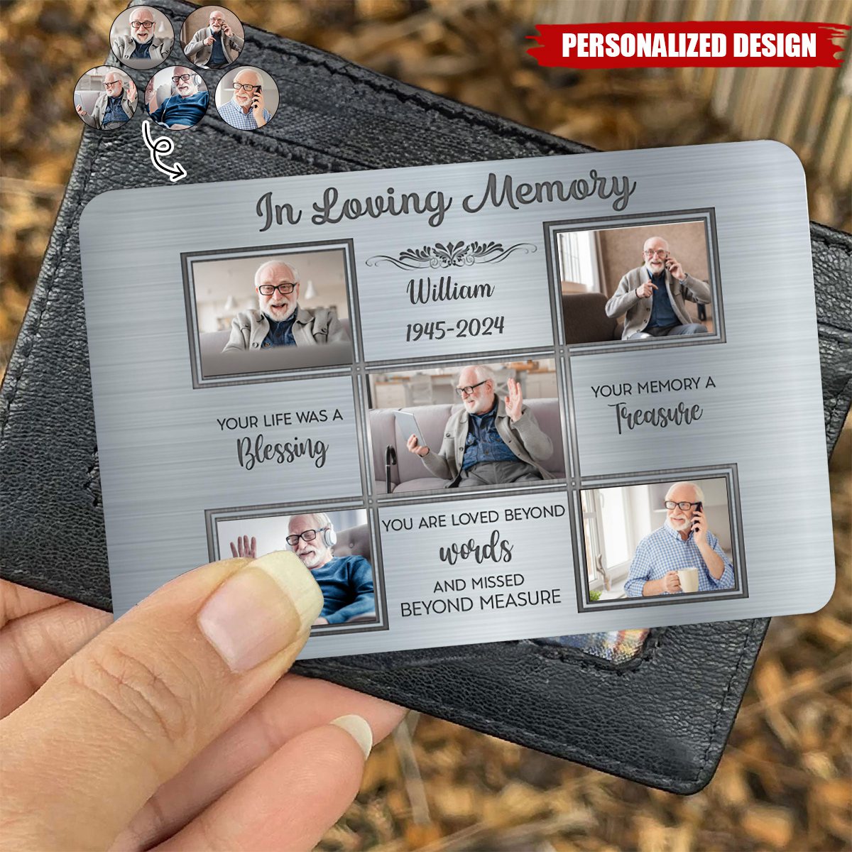 In Loving Memory Photo Frame Treasure - Personalized Stainless Steel Wallet Card