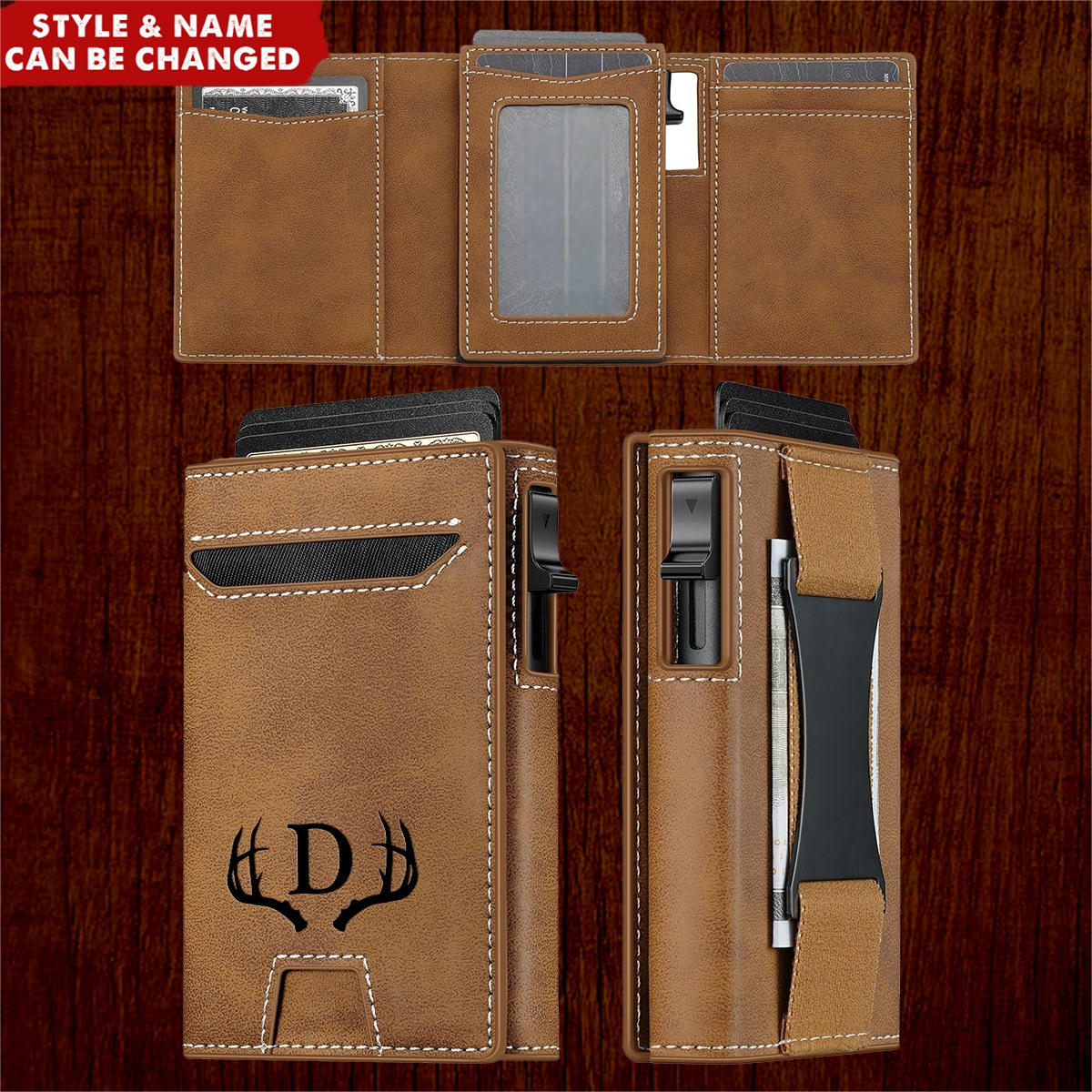 Personalized Smart Pop-Up Card Holder With RFID Blocking Slim Leather Wallet