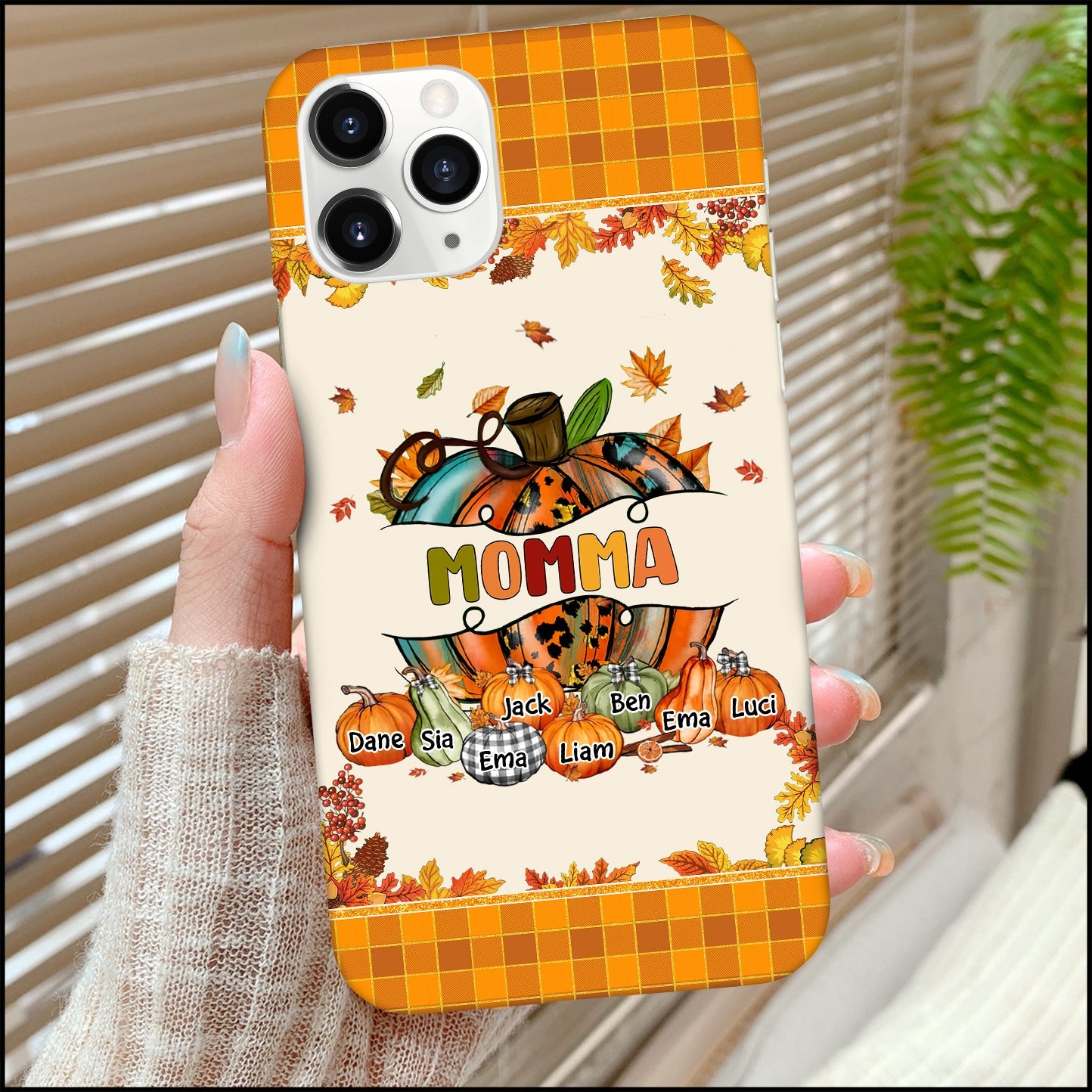 Grandma Fall Season Personalized Phone Case, Autumn Gift For Mom