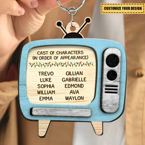 Retro TV Family Christmas Movies Funny - Personalized Keychain