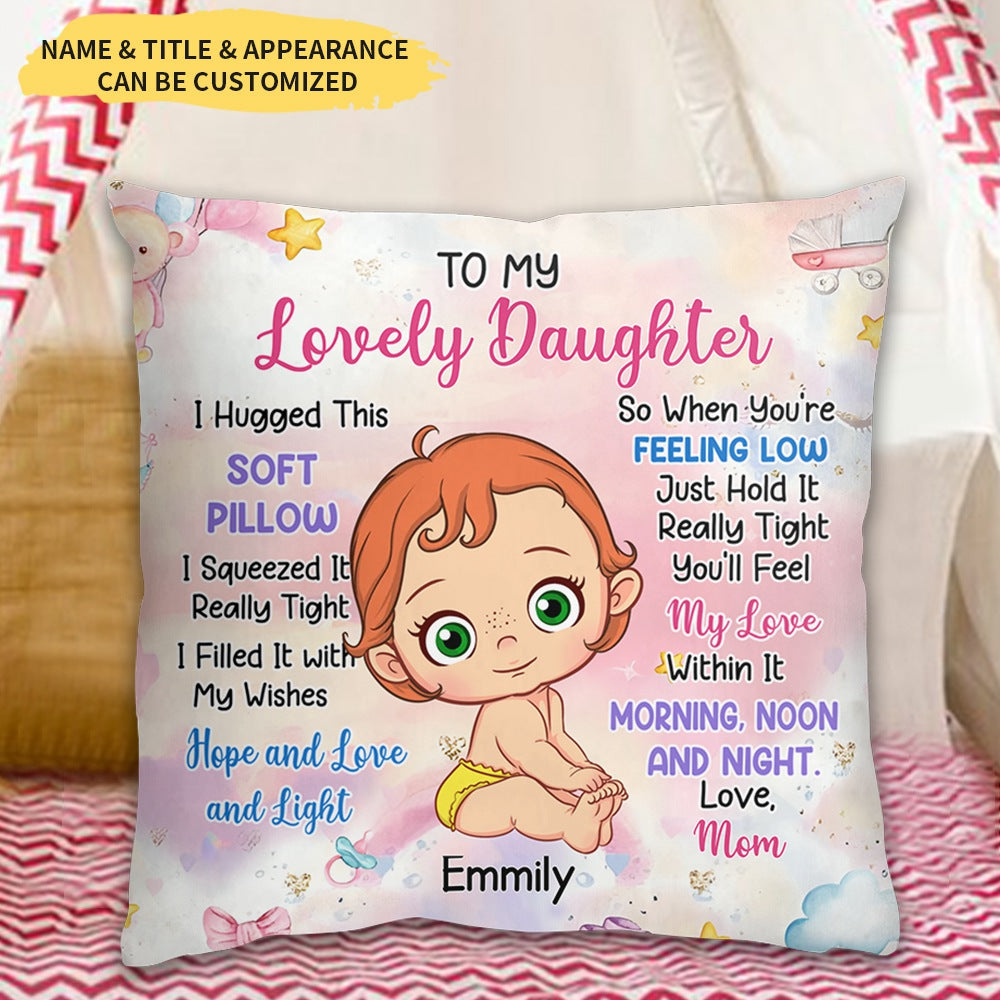 Hugged This Soft Pillow - Personalized Pillow, Gift For Baby Granddaugthter Grandson Daughter Son