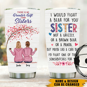 There Is No Greater Gift Than Sisters - Personalized Tumbler Cup - Hoodie Girls Sitting