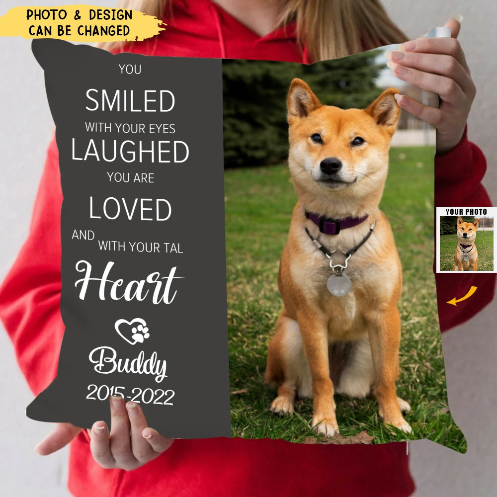Pet Memorial Pillow with Dog Portrait Personalized Sympathy Gift for Loss of Pet