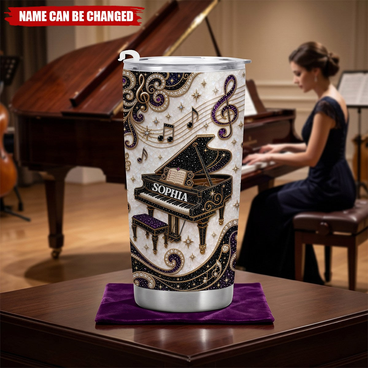 Music Is The Language - Personalized Tumbler, Gift For Pianists and Music Lovers
