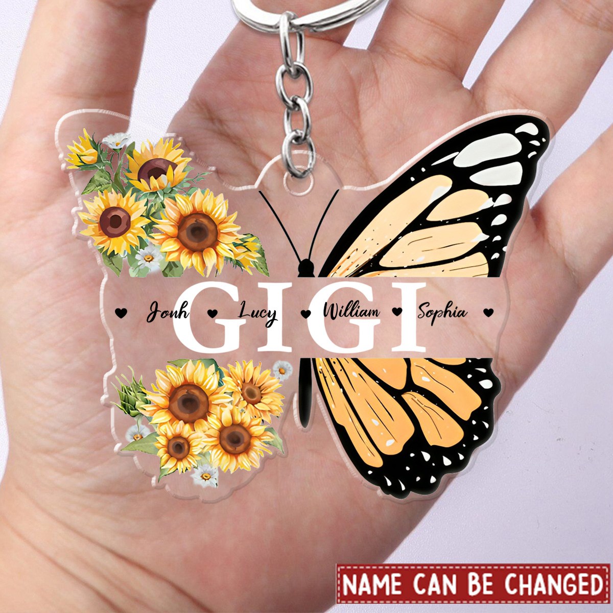 Grandma Mom Butterfly Grandkids Kids - Gift For Mother, Grandmother - Personalized Acrylic Keychain