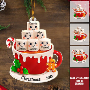 Marshmallow Christmas Hot Cocoa Couple New Married Family - Personalized Shaped Acrylic Ornament