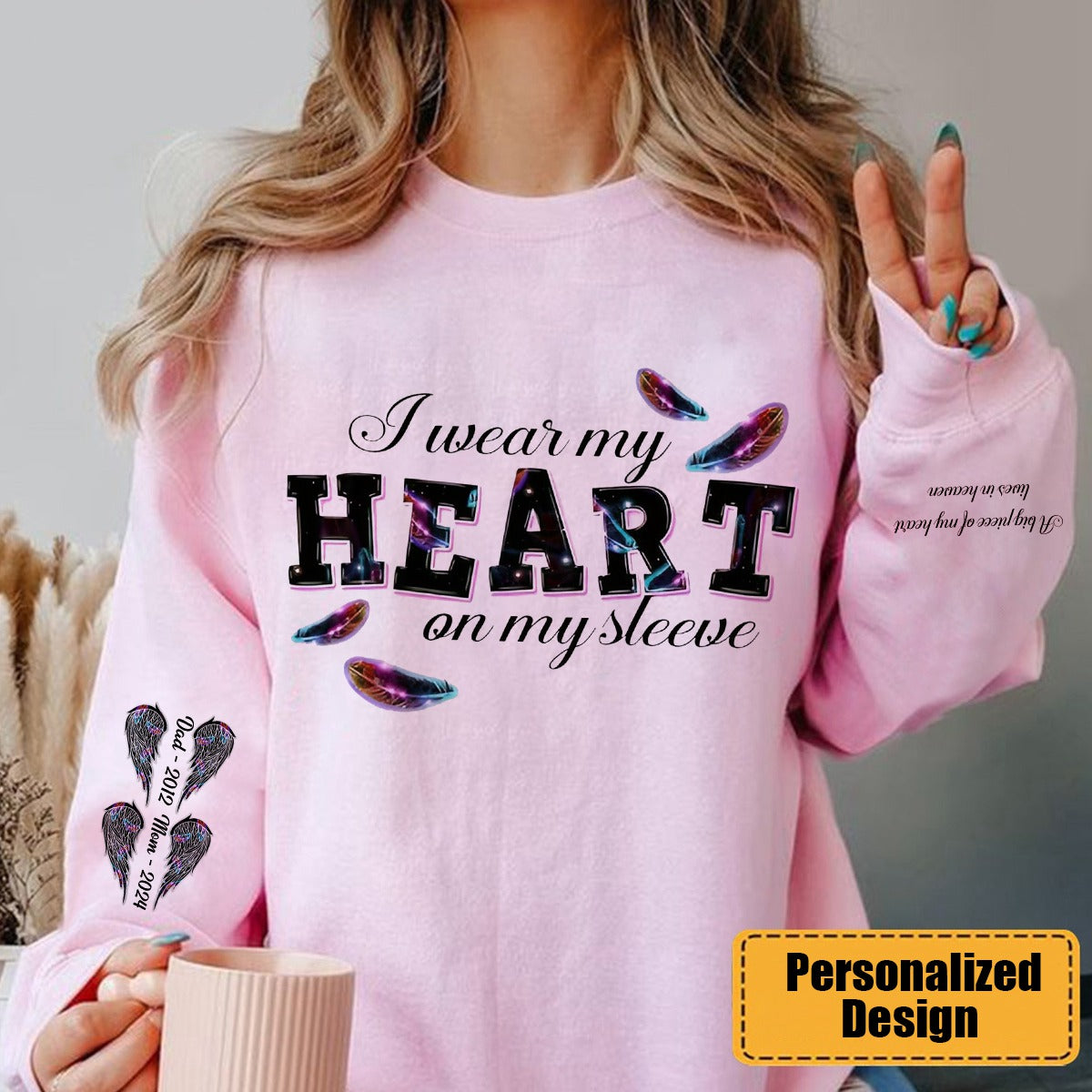 Customized Family Loss I Wear My Heart On My Sleeve Memorial Gift 3D Sweatshirt