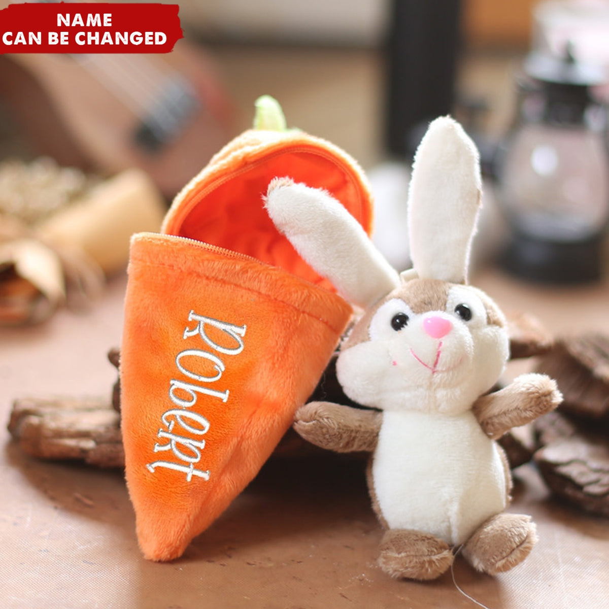 Personalized Stuffed Reversible Easter Carrot Bunny Rabbit Keychain