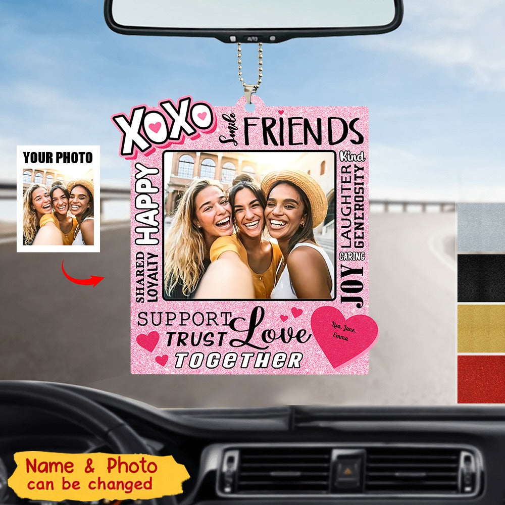 Custom Photo Happy Smile Friends - Gift For Besties, Friends - Personalized Acrylic Car Ornament