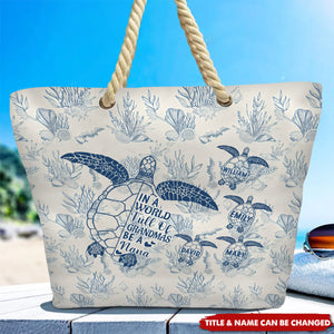 Toile De Jouy World Full Of Grandmas - Personalized Beach Bag