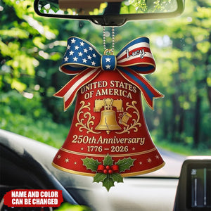 Handmade Liberty Bell Car Ornament: USA 250th Anniversary Commemorative Gift