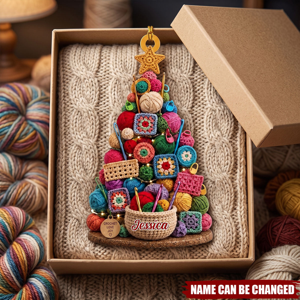 Crochet Love Joy, Personalized Acrylic Ornament, Gift For Crochet Lovers