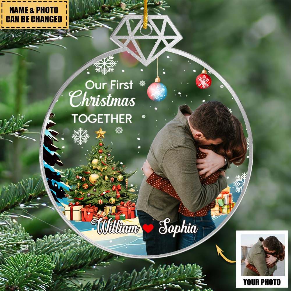 Our First Christmas Together - Couple Personalized Photo Ornament - Acrylic Custom Shaped - Christmas Gift For Husband Wife, Anniversary