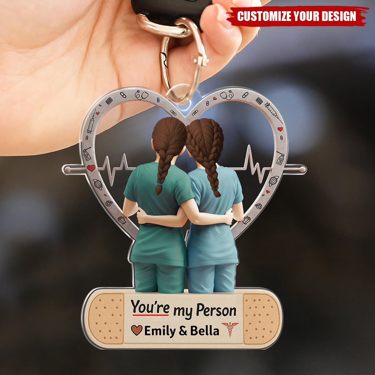 Nurse Besties Acrylic Keychain - Personalized Gifts For Nurse Colleague