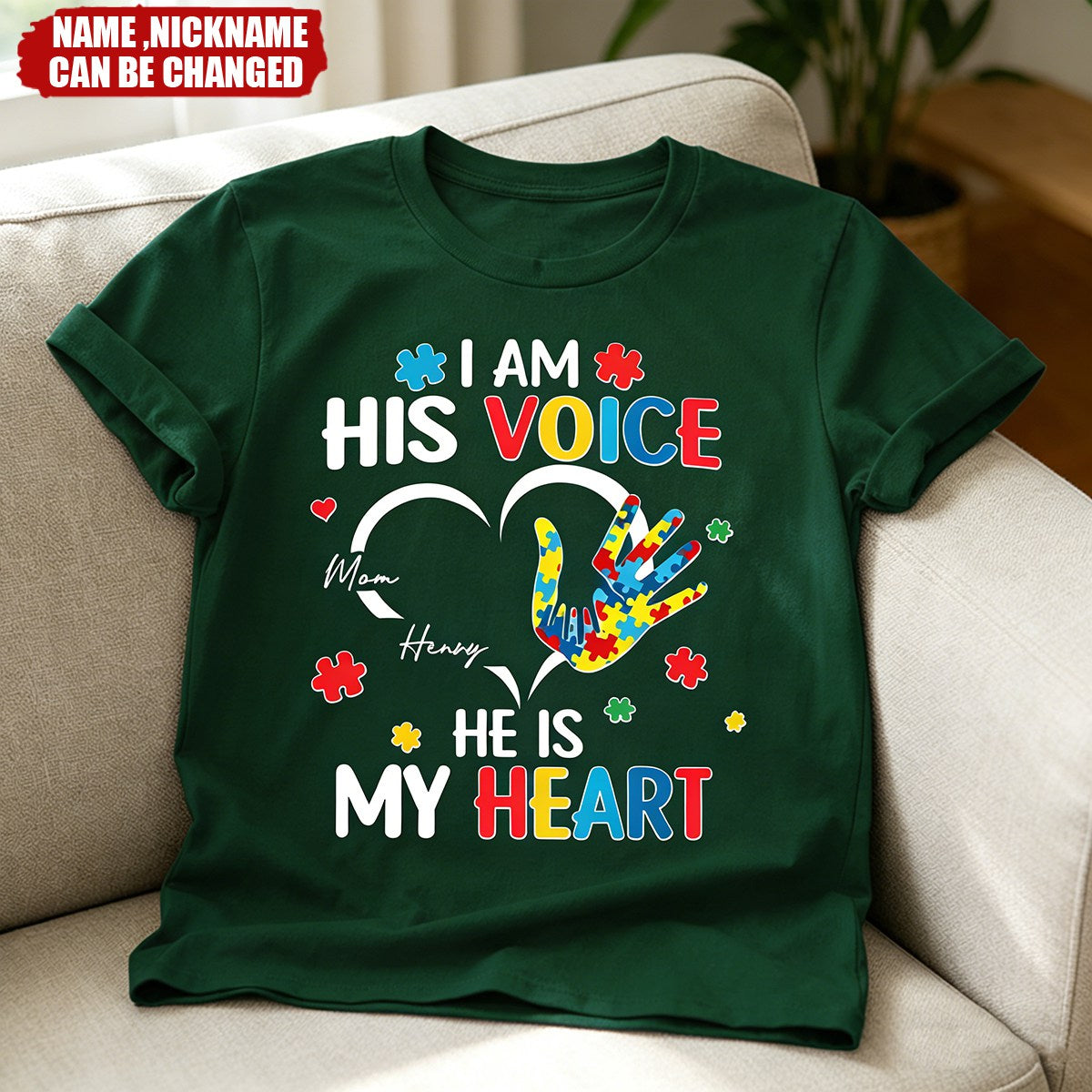 I'm His Voice He's My Heart Autism - Personalized Shirt - Autism Awareness Shirt