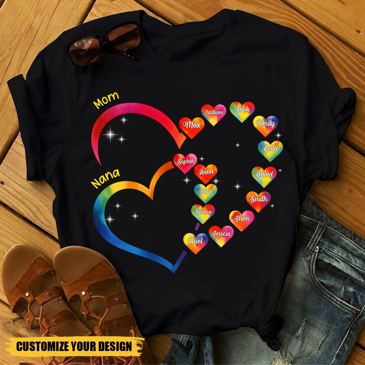 Generations Linked By Love - Family Personalized Unisex T-shirt - Mother's Day, Gift For Mom, Grandma