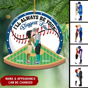 I'll Always Be Your Biggest Fan, Personalized Baseball Couple Acrylic Ornament, Gift For Him Her