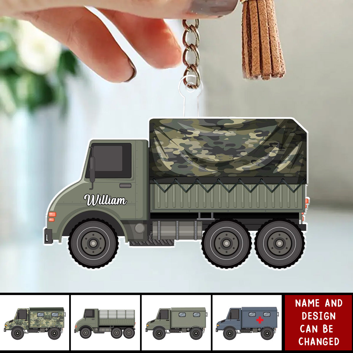 Personalized Acrylic Military Car Keychain - Military Army