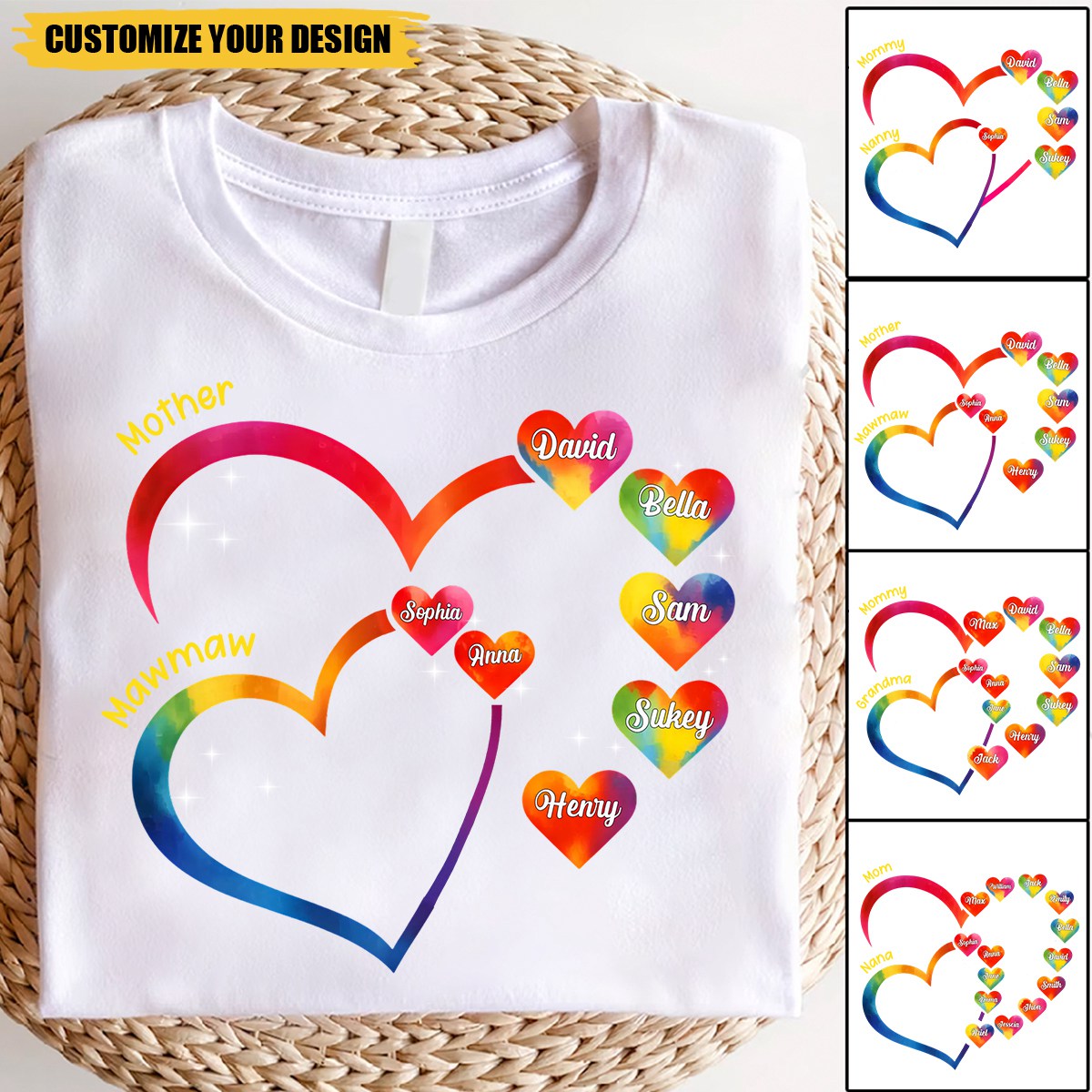 Generations Linked By Love - Family Personalized Unisex T-shirt - Mother's Day, Gift For Mom, Grandma