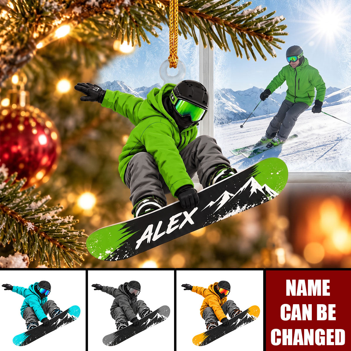 Personalized Snowboarder Acrylic Ornament — Gift For Snowboarding Lovers