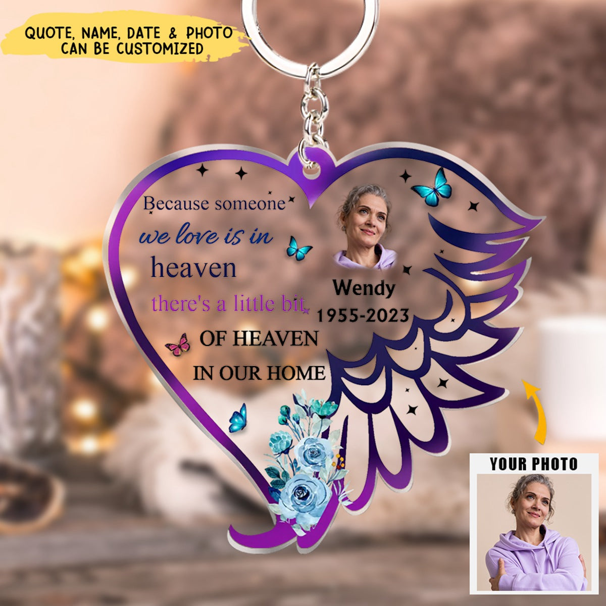 Personalized Photo Memorial Acrylic Keychain - Memorial Gift Idea For Loss Of Dad/ Mom