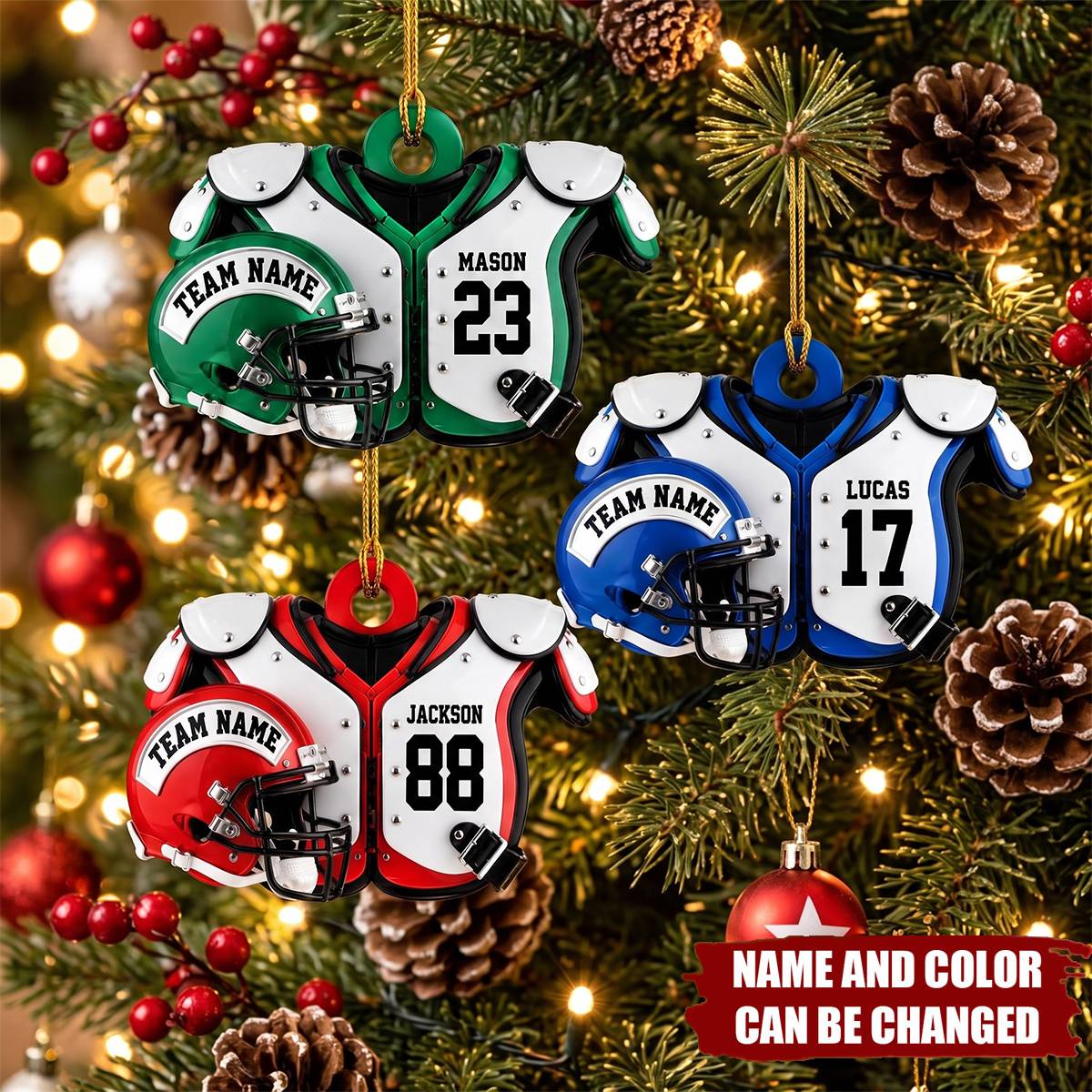 Personalized Football Ornament, Custom Name & Number Keepsake, Gift For Football Fans