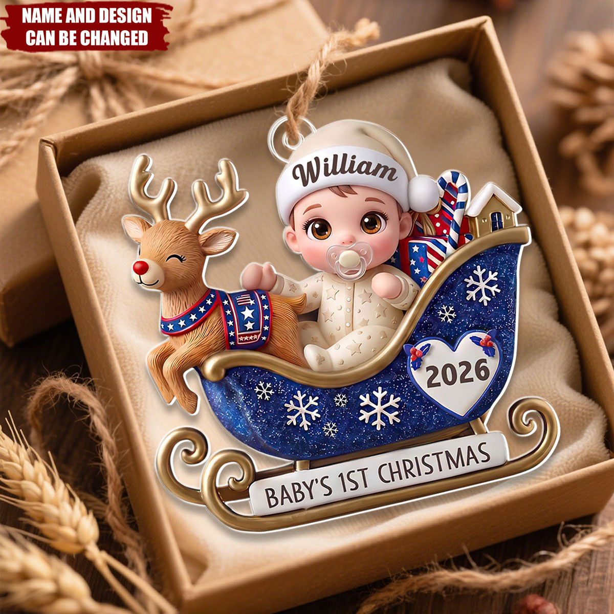 Joyful First Christmas for Your Sweet Baby - Personalized Acrylic Custom Shape Ornament