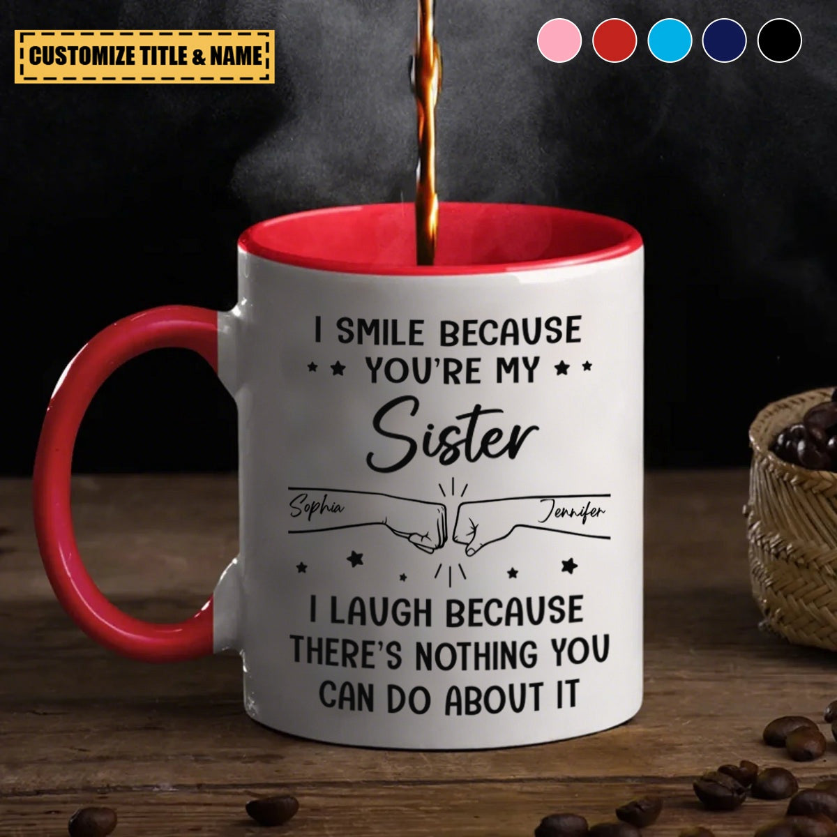 I Smile Because You're My Brother - Personalized Accent Mug - Gifts For Mom, Dad, Brother, Sister