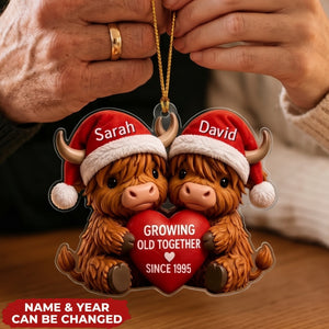 Highland Cow – Personalized Acrylic Custom Shape Ornament, Gift For Couple