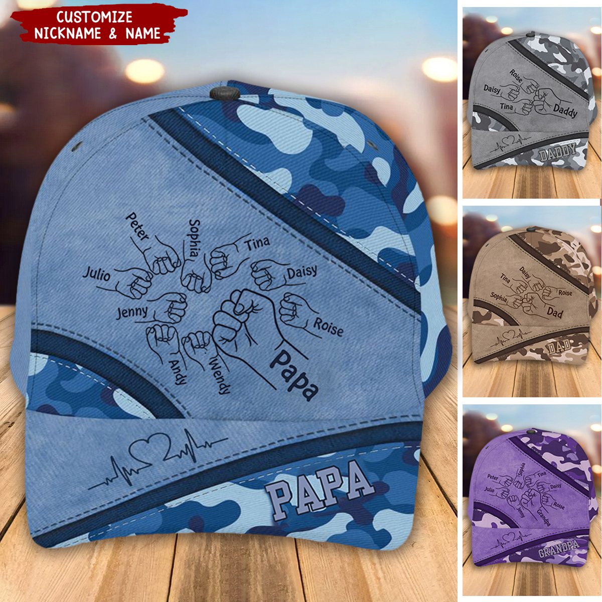 Best Dad Ever Camo Pattern - Personalized Baseball Cap