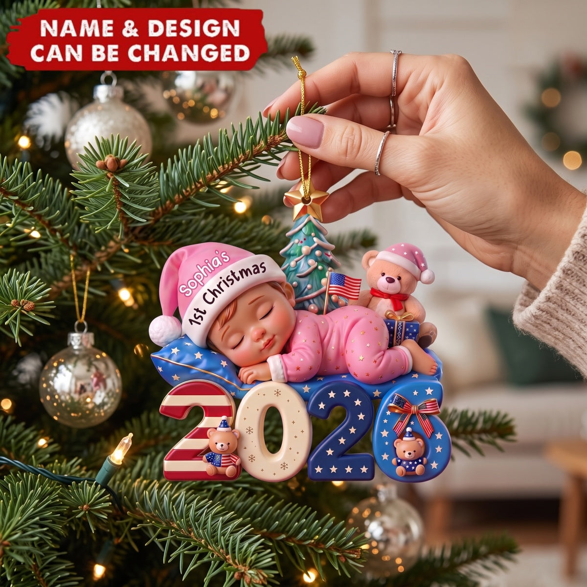 1st Christmas USA - Personalized Acrylic Custom Shape Ornament