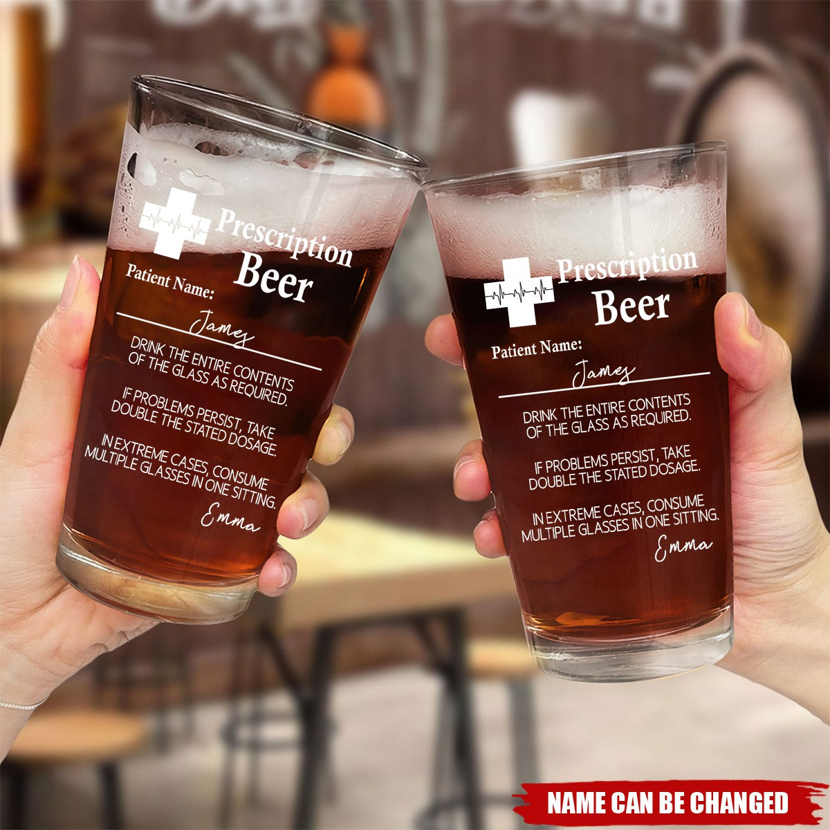 Prescription Beer Personalized Beer Glass, Funny Birthday Gift For Dad Brother Sister Bestie