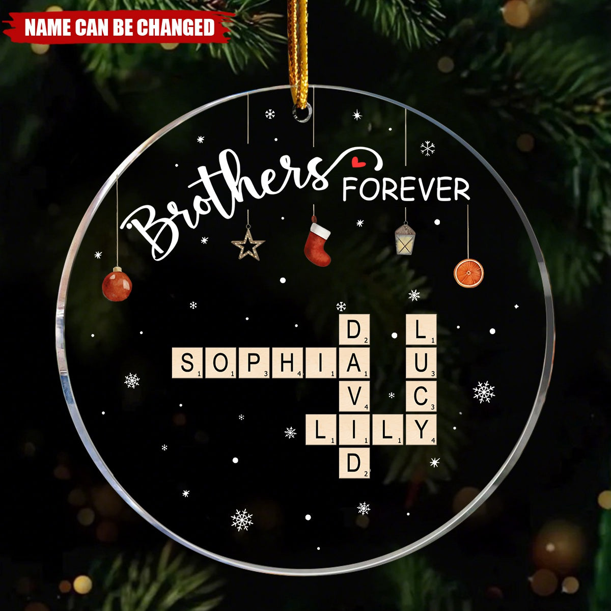 Family Forever Scrabble Custom Name - Personalized Acrylic Ornament