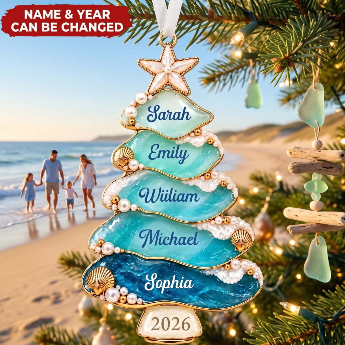Sea Glass Tree – Personalized Acrylic Custom Shape Ornament, Gift For Ocean Lover