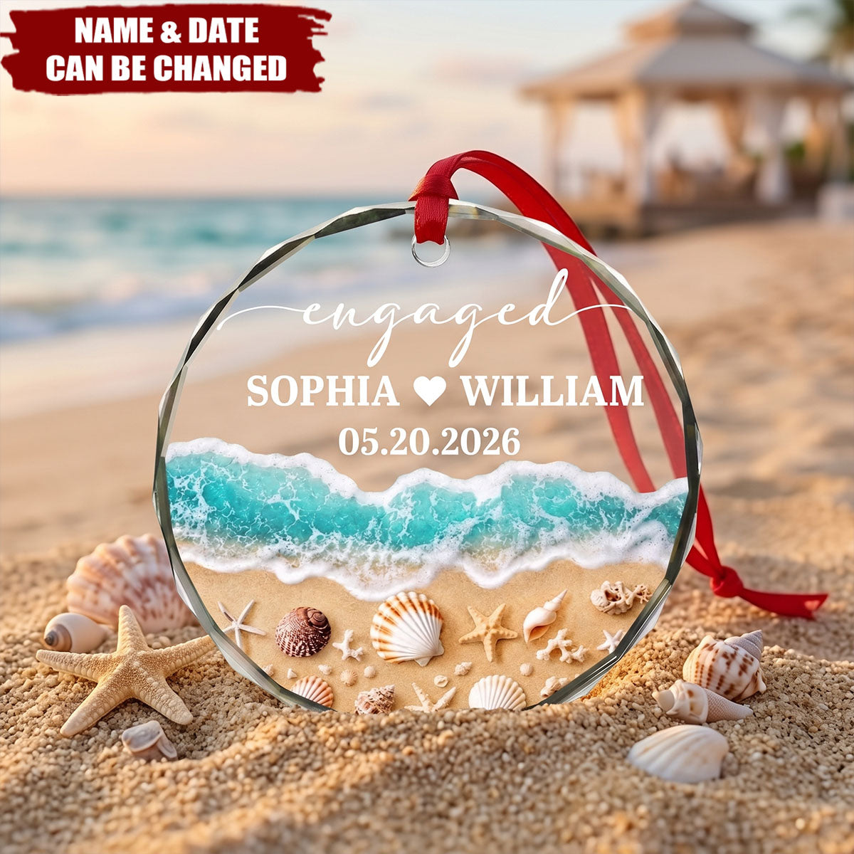 Custom First Christmas Circle Glass Ornament - Personalized Anniversary Christmas Wedding Gifts