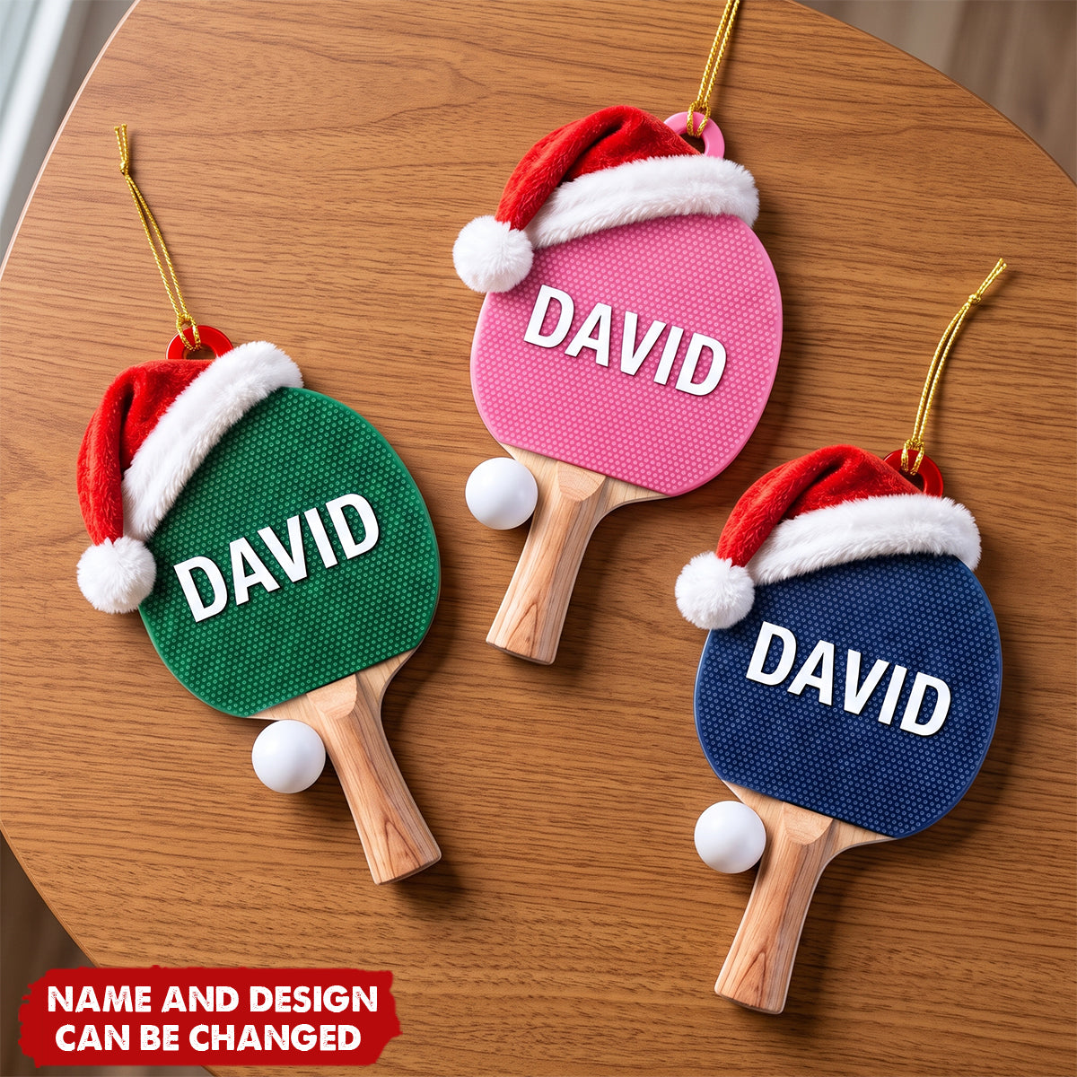 Custom Ping Pong Paddle and Ball Ornament, Personalized Sport Ornament