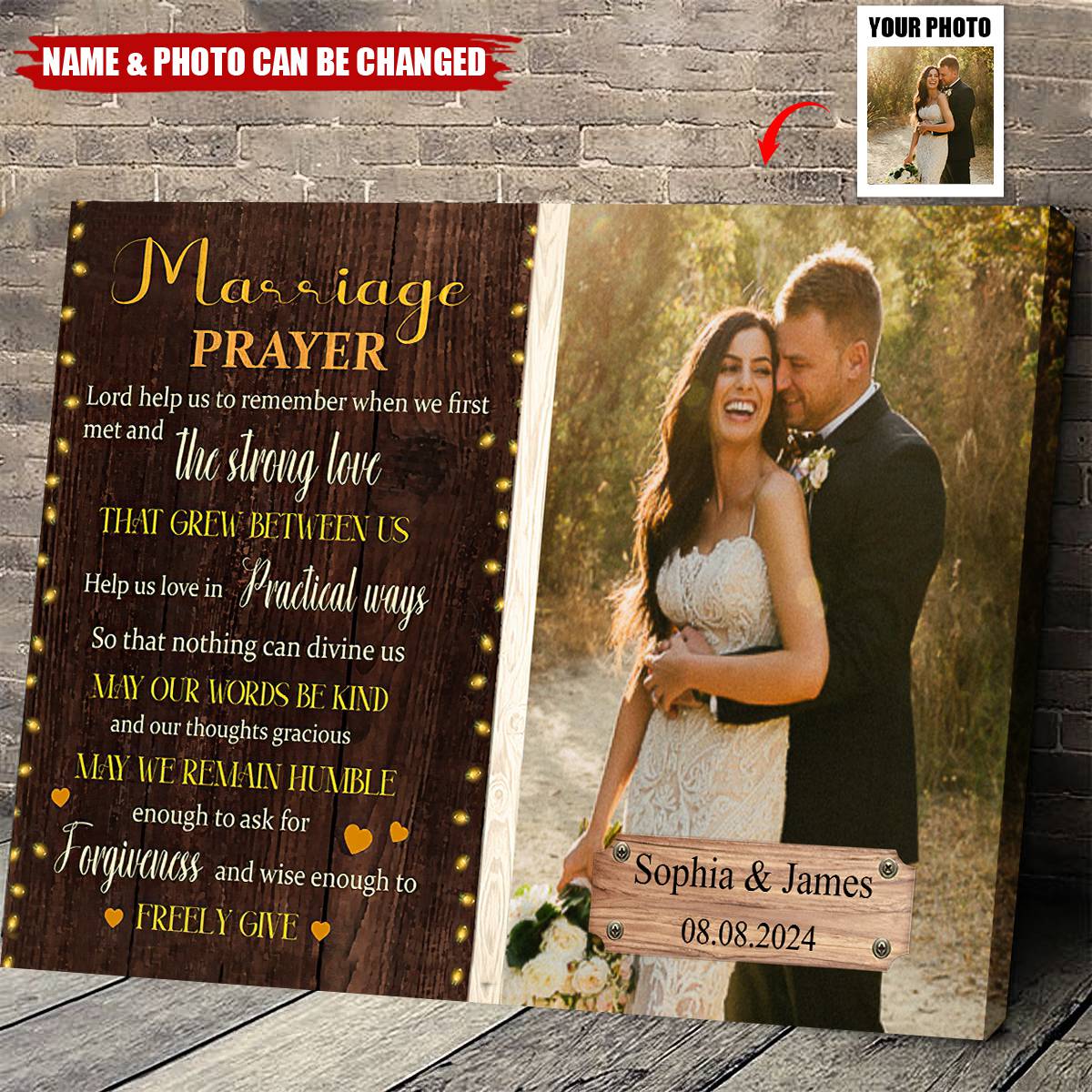 Custom Photo Marriage Prayer Personalized Poster Gifts For Couple