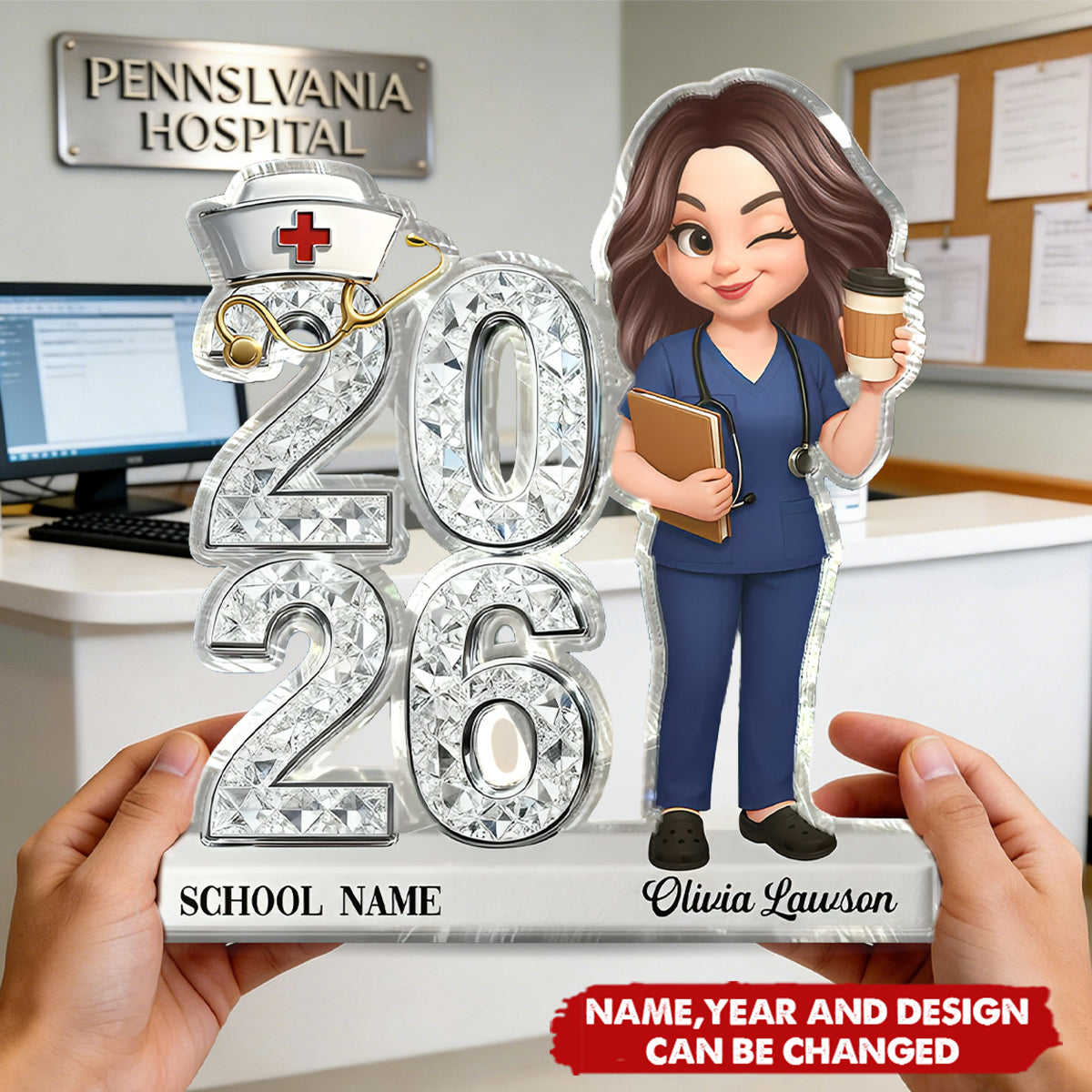 Class Of 2026 2027 New Nurse Shiny Effect - Personalized Acrylic Block Plaque