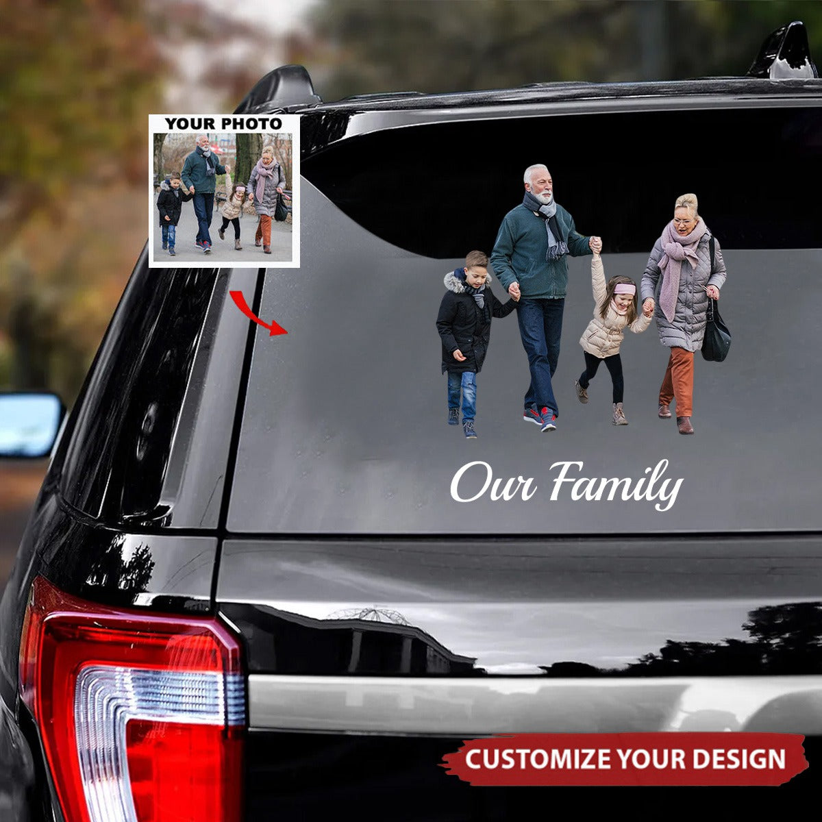 Customized Your Family Photo Ornament - Personalized Christmas Photo Decal