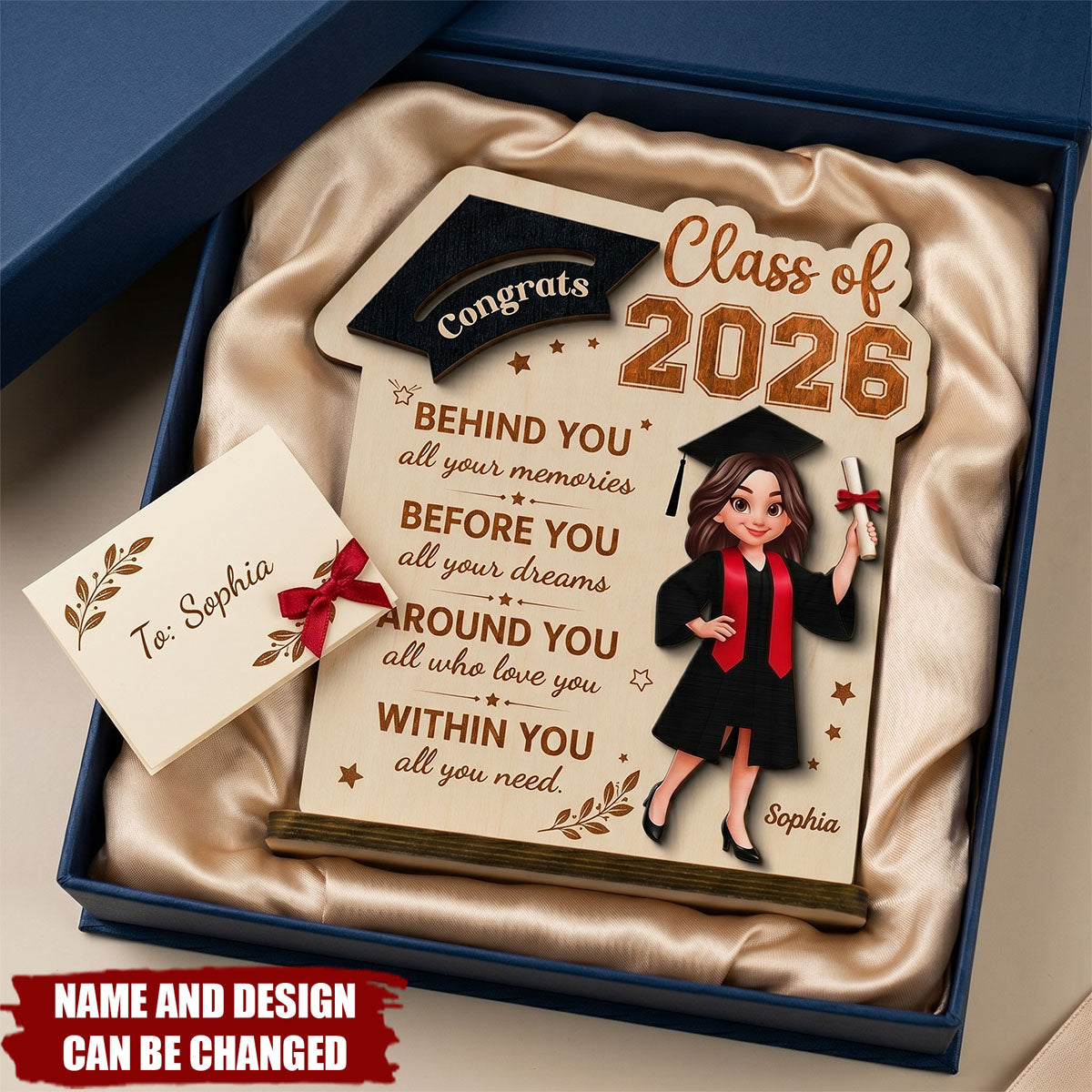 Behind You All Your Dream Graduation - Personalized 2-Layered Wooden Plaque, Gift For Graduates