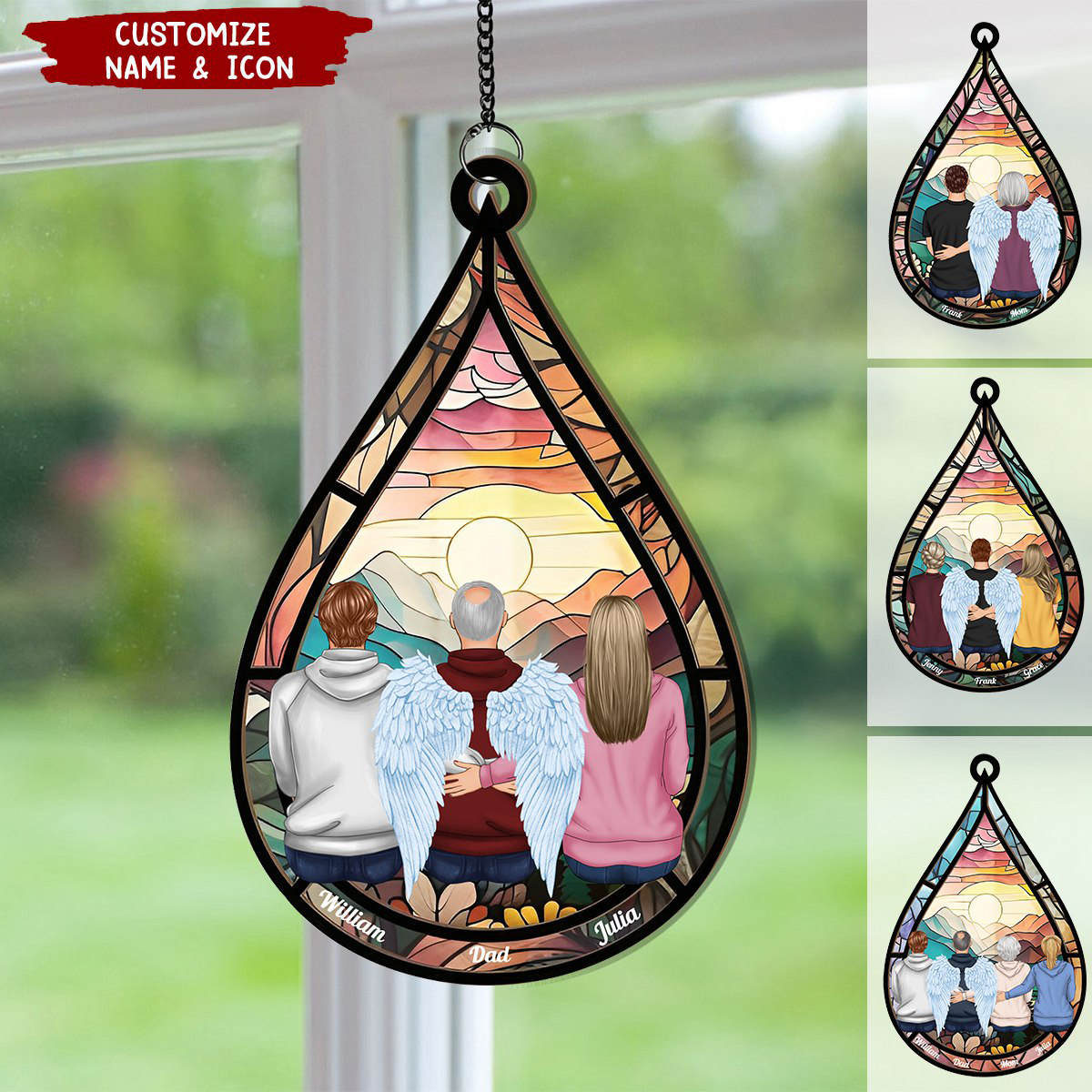 Memorial Teardrop - Personalized Window Hanging Suncatcher Ornament