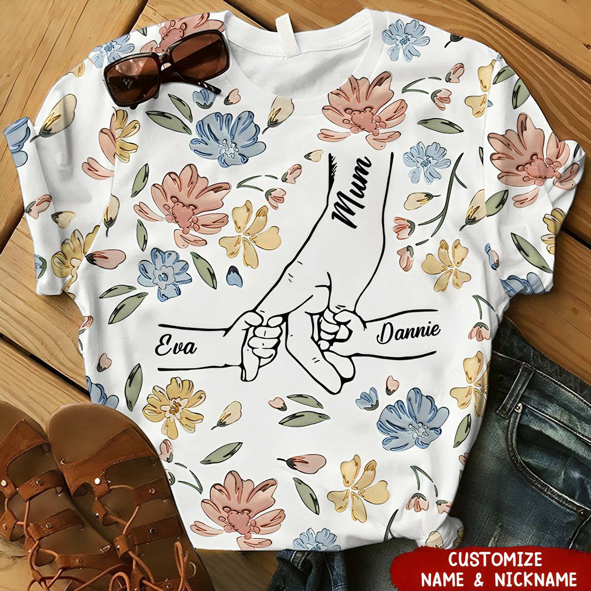 Hand In Hand, I Will Always Protect You - Gift For Mom, Grandma Personalized 3D T-shirt
