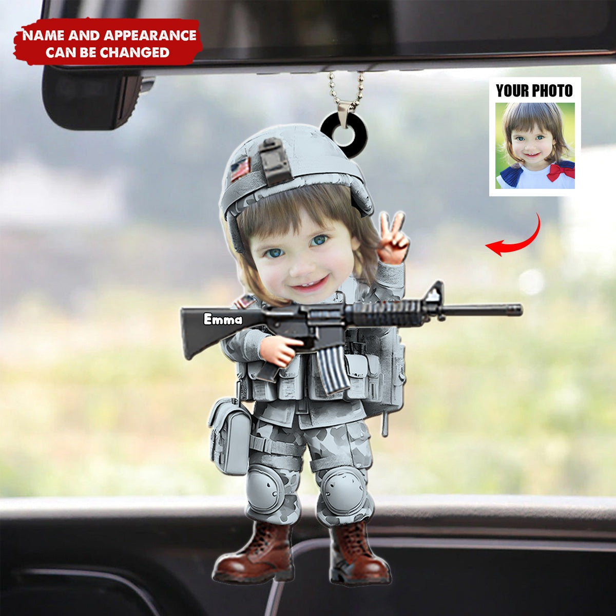 Custom Photo Gifts For Military Kid Car Ornament
