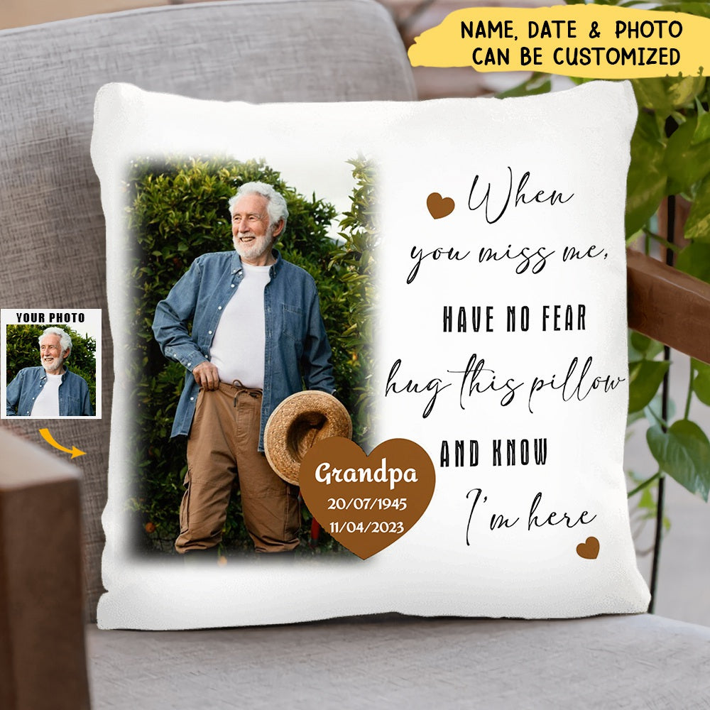 Hug This Pillow And Know I'm Here - Personalized  Pillow Case - Memorial Gift For Family