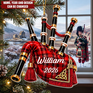 Scottish Heritage Bagpipe – Personalized Acrylic Custom Shape Ornament