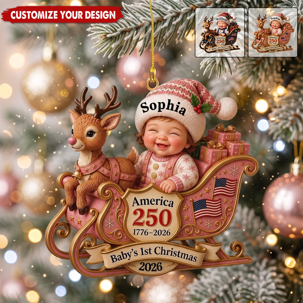 Baby's First Christmas Ornament – U.S. Semiquincentennial (250th Anniversary) 2026
