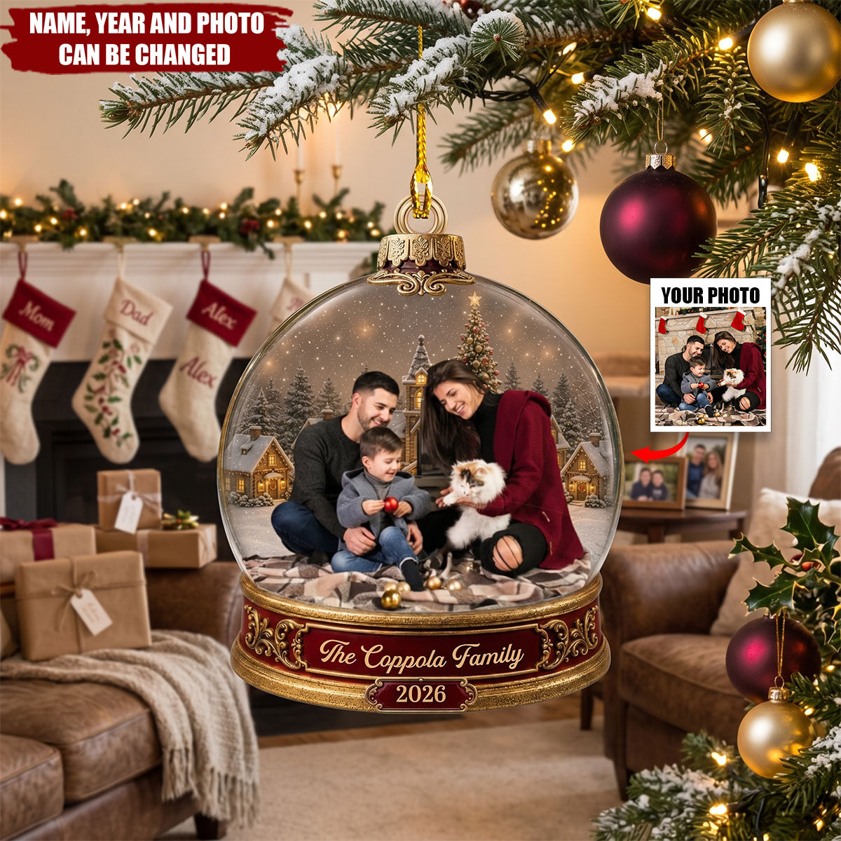 Christmas With My Loved Ones - Custom Photo Acrylic Ornament