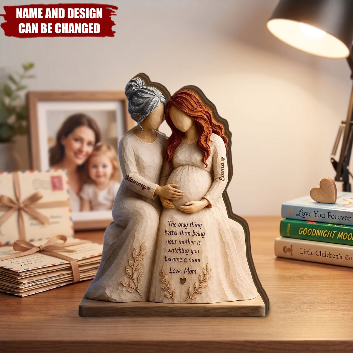 Watching You Become A Mom - Personalized Customized 3-layered Wooden Plaque