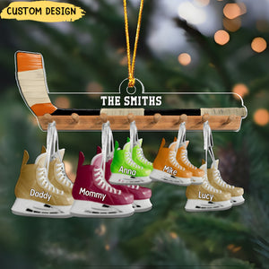 Family Ice Hockey Skates With Kids Personalized Christmas Ornament