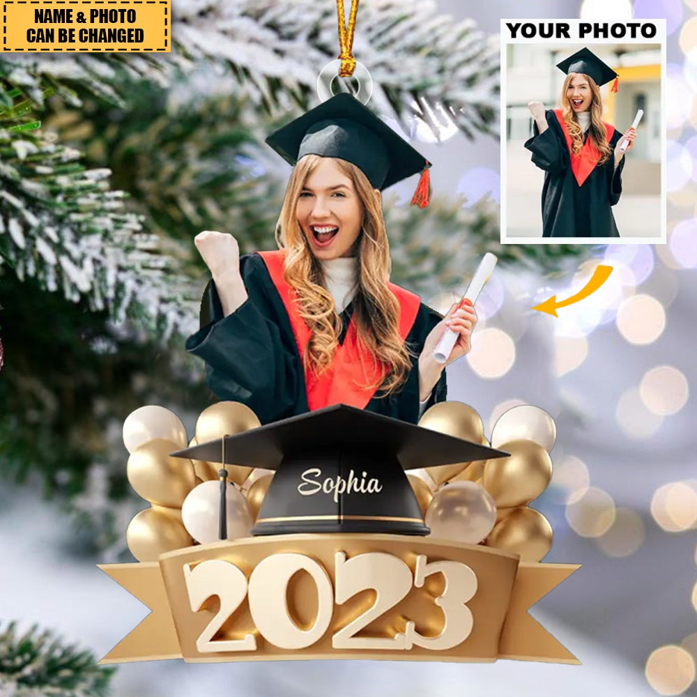 2023 Graduation - Personalized Custom Photo Ornament - Christmas, Graduation Gift For Family Members, Friends